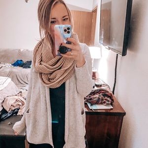 Beige knit infinity scarf